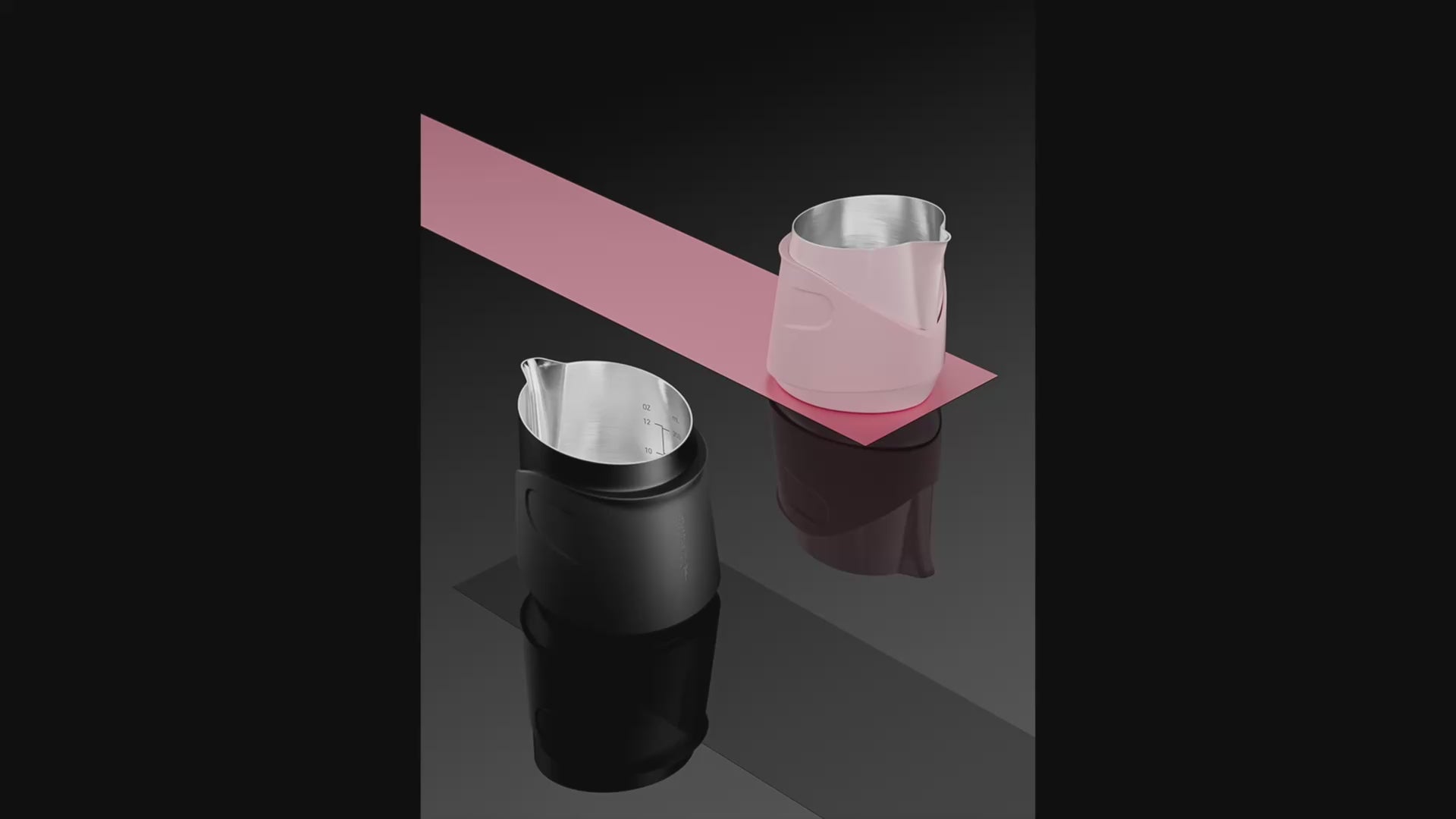 Load video: GT Milk Pitcher 400ml Black - Handleless